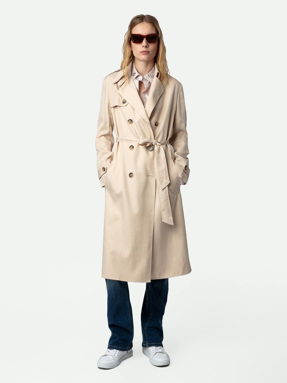 Zadig & Voltaire La Parisienne Beige Long Trench Coat XS S